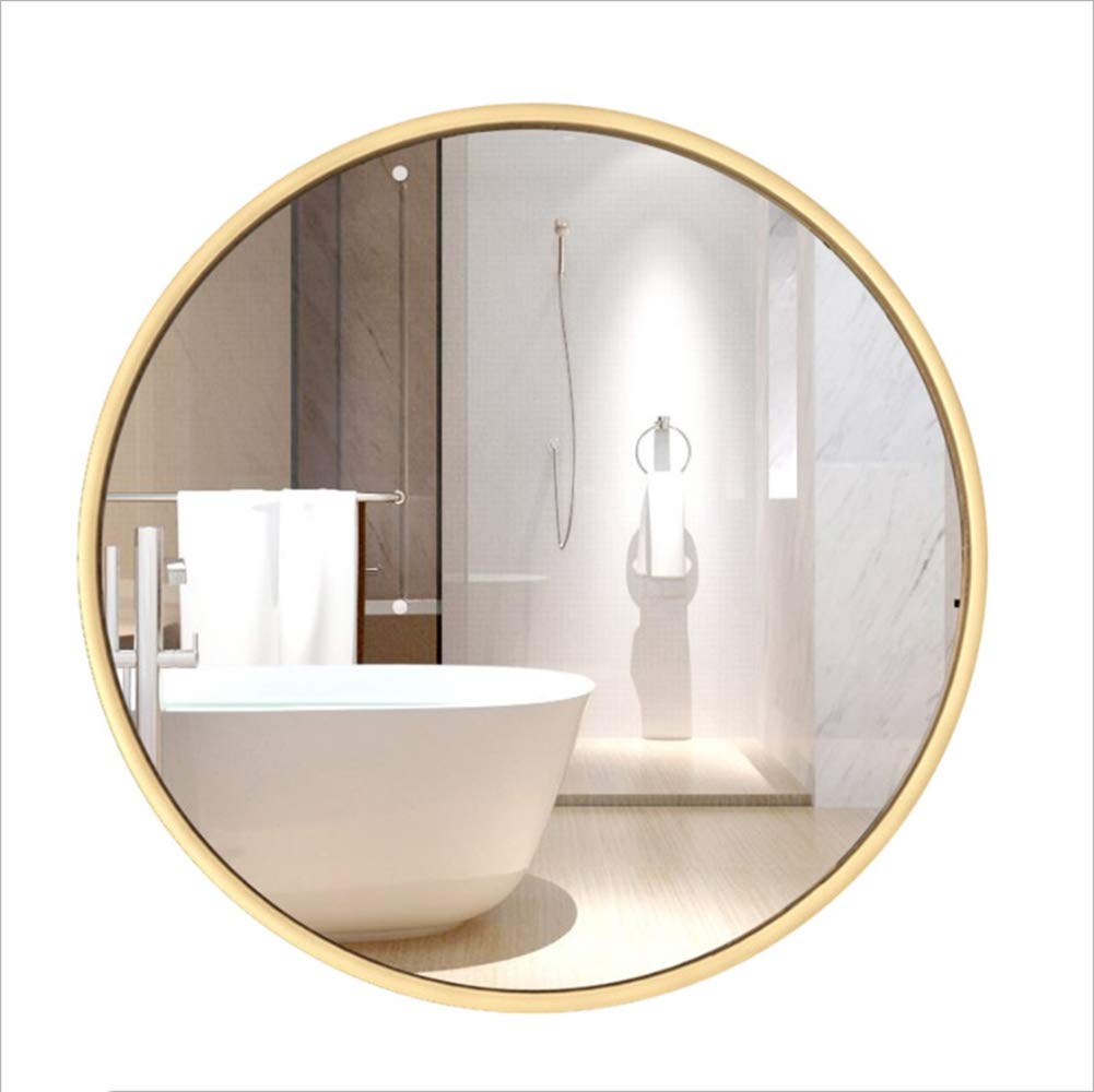Round Wall-Mounted Bathroom Vanity Mirror with Silver Metal Frame - Perfect for Modern Powder Rooms & Spa-Like Home Decor