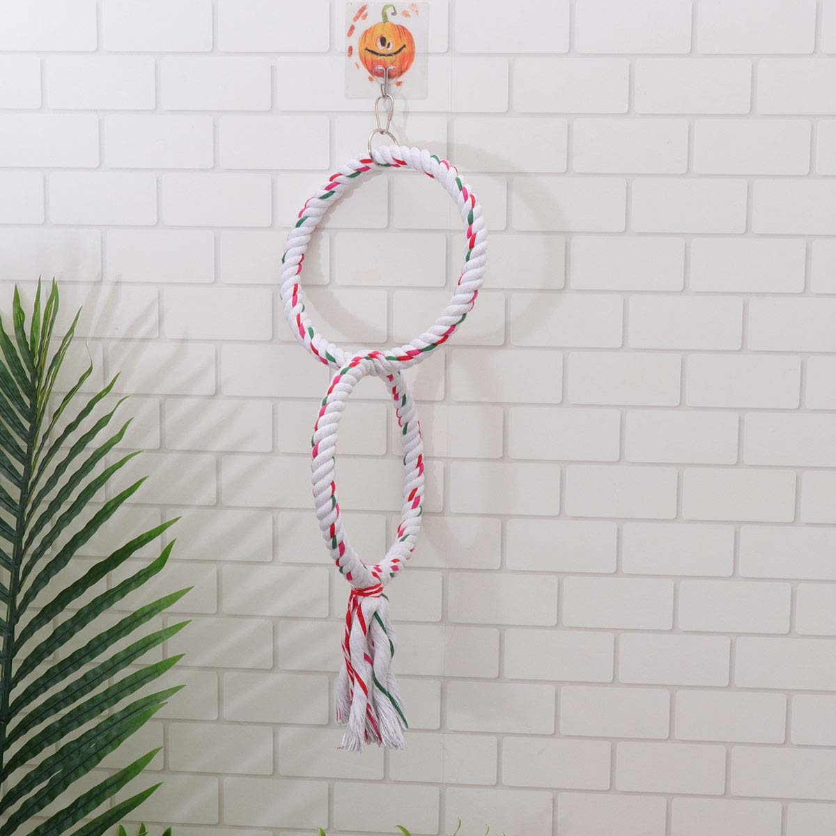 TEHAUX Bird Swing Toy - 1PC Cotton Rope Hanging Perch for Parrots, Chewable Stand Ring for Pet Birds | Cage Accessories for Chewing & Play (Ideal for Cockatiels, Lovebirds & Small Parrots)