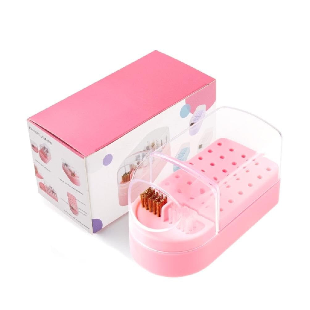 2 in 1 Nail Drill Bit Holder & Cleaning Brush Case - 30 Hole Storage Box & Display Stand for Manicure Tools | Perfect for Salon Professionals & Home Nail Care