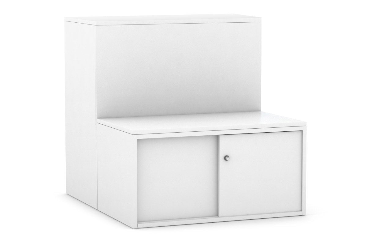 Sliding 2-Door Medical Credenza Cabinet with Silver Handles - Uniform Storage & Activity Module for Hospitals, Clinics & Offices