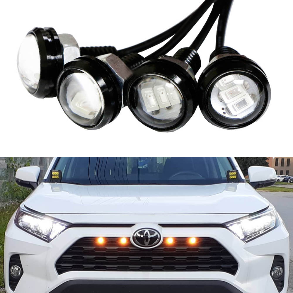 4pc Raptor Style Amber LED Grille Lighting Kit for 2019+ Toyota RAV4 - Off-Road Grill Lights with Durable Housing & Weatherproof Design - Perfect for Night Driving, Off-Road Adventures & Custom Car Styling