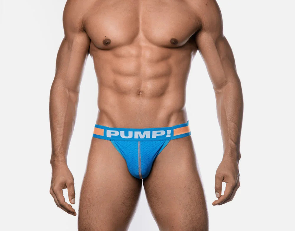 PUMP! Cruise Mesh Jockstrap for Men - Breathable Blue Athletic Support Underwear | Gym, Running & Sports Performance