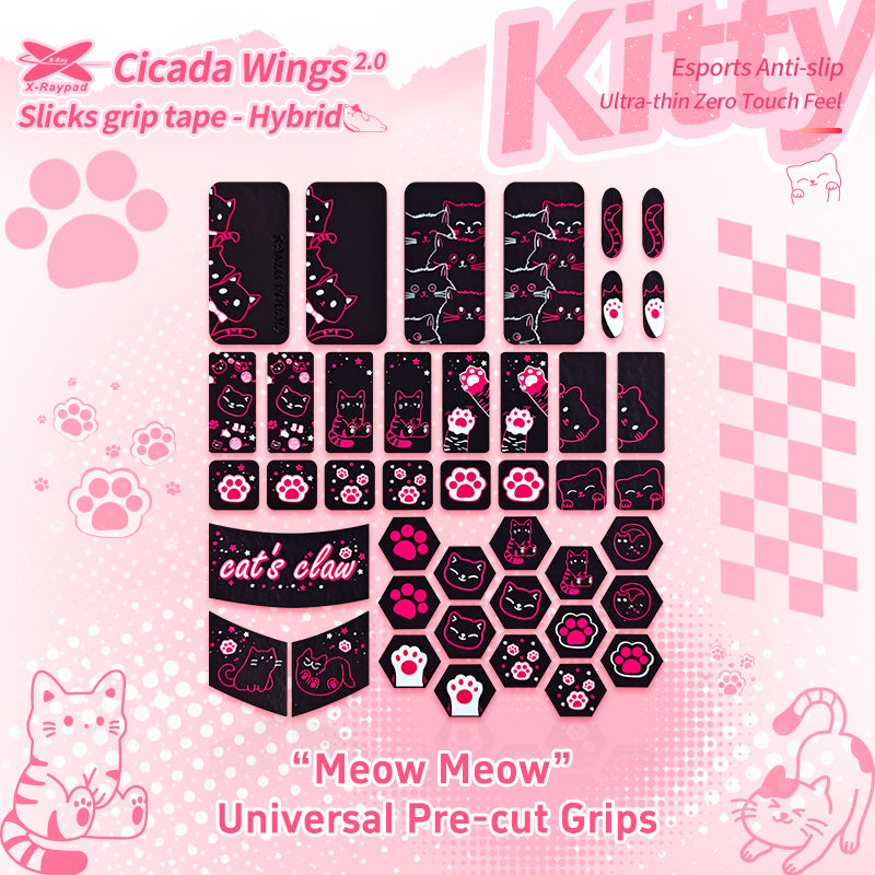 X Raypad Cicada Wings V2 Grip Tape - Universal Pre-Cut Non-Slip Mouse Pad for Gaming & Office Use - Perfect for Esports, FPS, and PC Workstations