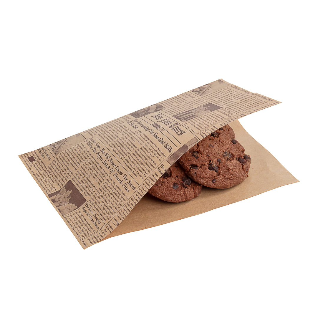 Eco-Friendly Greaseproof Newsprint Paper Bags - Small Double Open Design (6 1/4