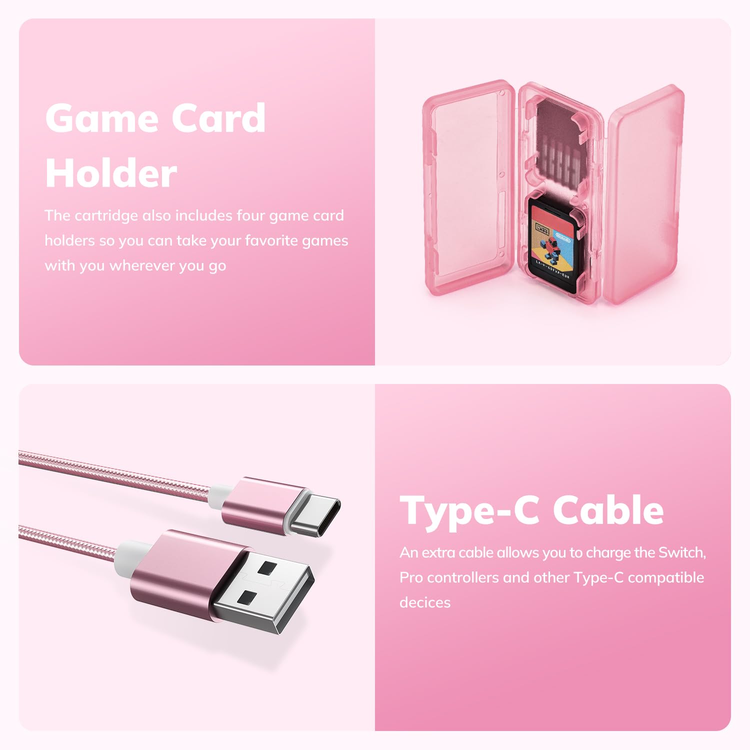 16-in-1 Pink Switch Carrying Case for Original Model - Travel Protection & Accessories for Girls Gaming