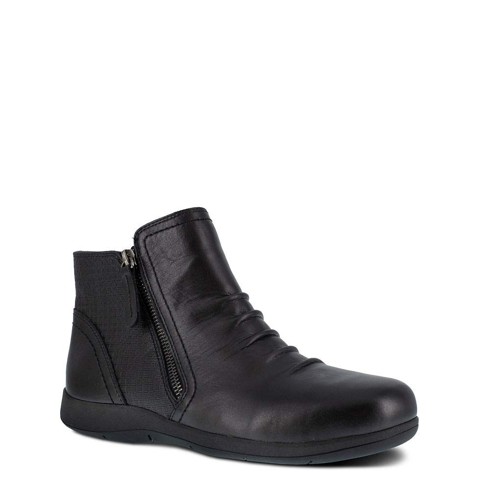 Rockport Women's Daisey Work Safety Toe Ruched Bootie - Slip Resistant, Comfortable & Stylish Work Boots for Nurses, Teachers & Professionals