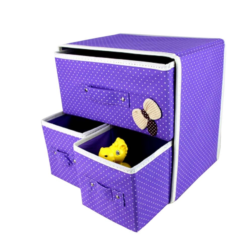 Black Temptation Large Storage Box - 2-Layer Organizer for Clothes & Socks | Space-Saving Home Organization Solution for Bedroom, Closet & Laundry Room (Purple)