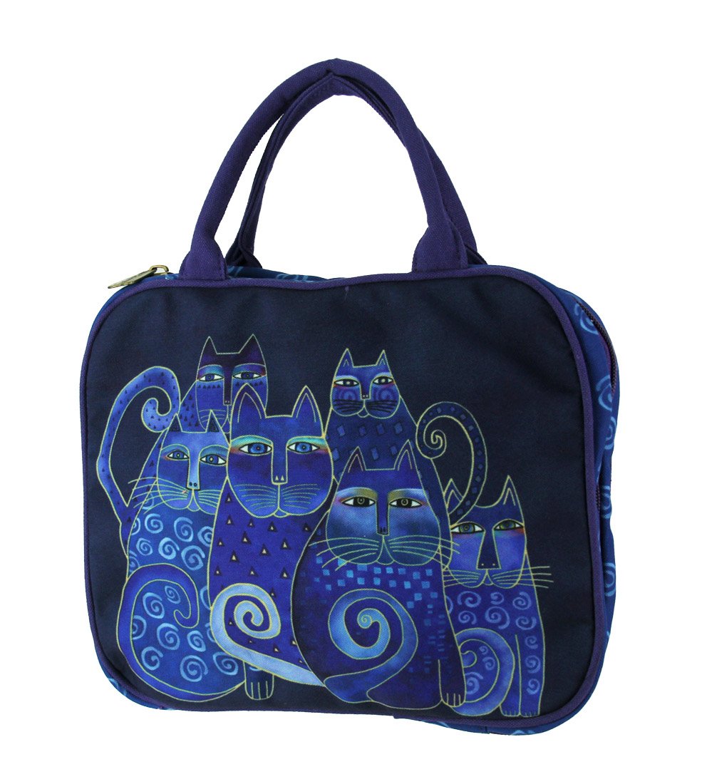 Laurel Burch Feline Friends Cosmetic Travel Tote Bag - Stylish Cat Print Makeup Organizer for Women | Perfect for Travel, Gym & Daily Essentials Storage