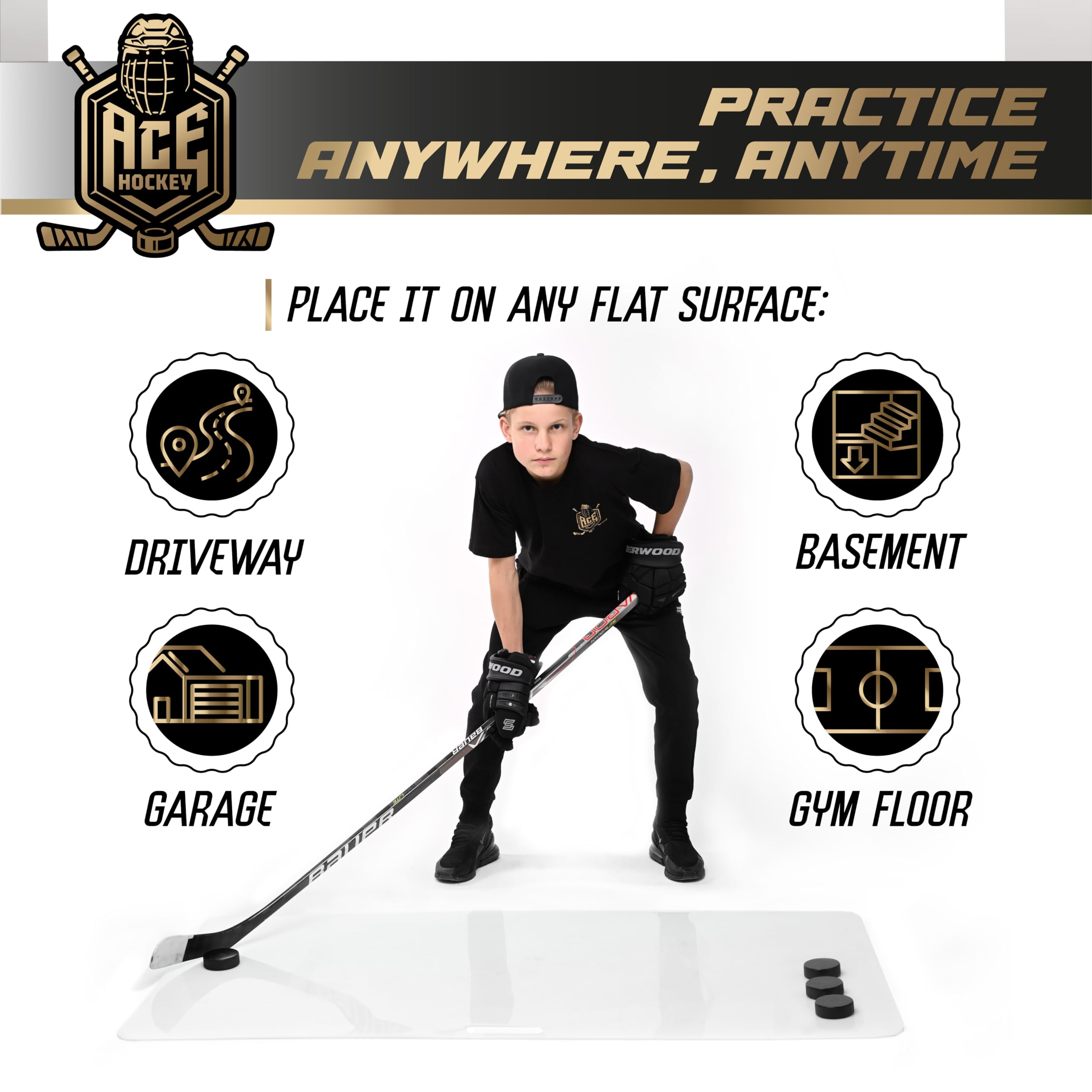 30” x 60” Synthetic Ice Shooting Pad - 12.5 sqft Hockey Training Mat for Shooting, Stickhandling & Passing Practice - Portable Off-Ice Training Surface - Perfect for Home, Garage & Backyard Hockey Drills
