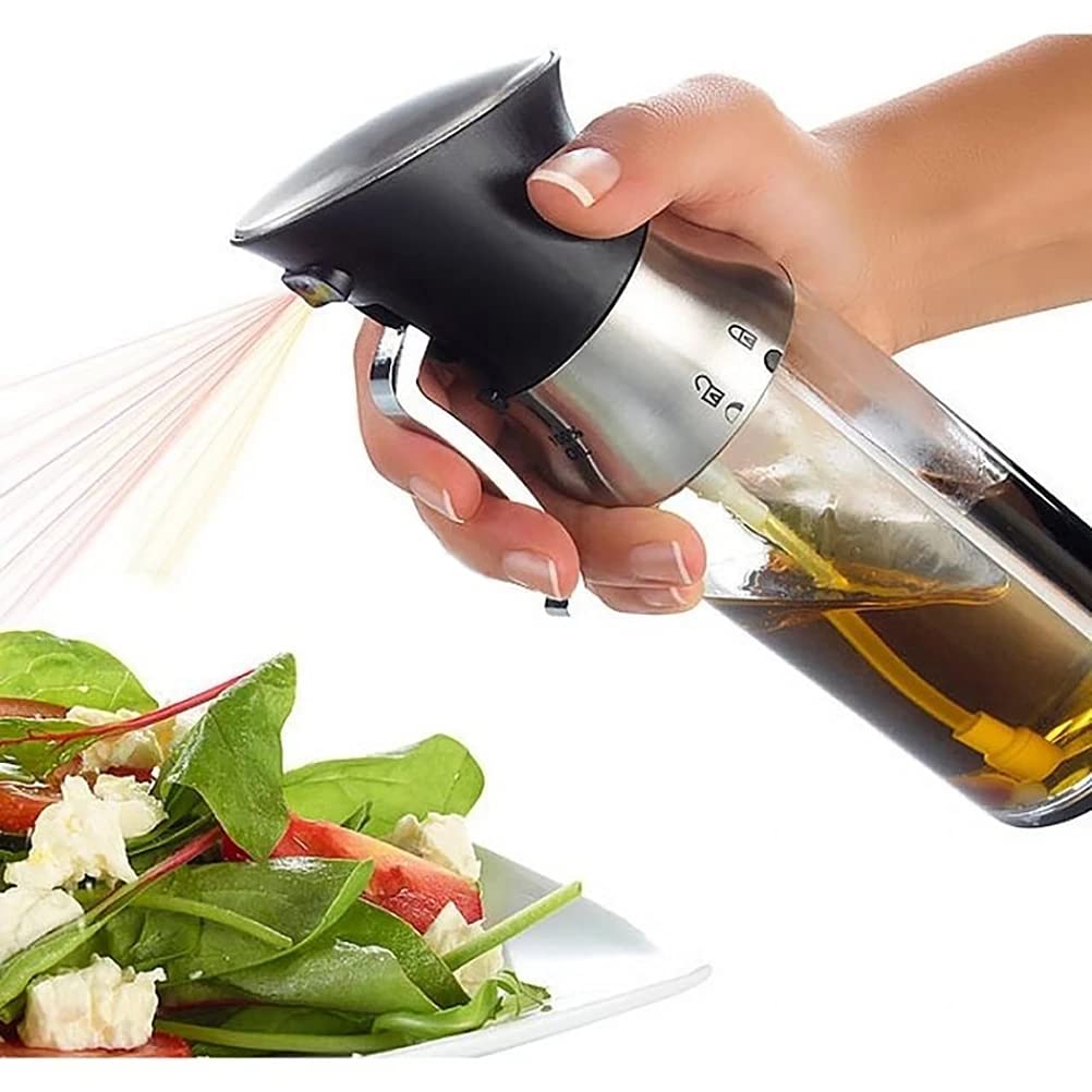 2-in-1 Oil Spray Bottle & Dispenser - Kitchen Oil Mister for Cooking, Baking & Salad Dressing - Perfect for Olive Oil, Vinegar & Seasoning - BPA Free Kitchen Tool Supplies (Great for Meal Prep & Healthy Cooking)