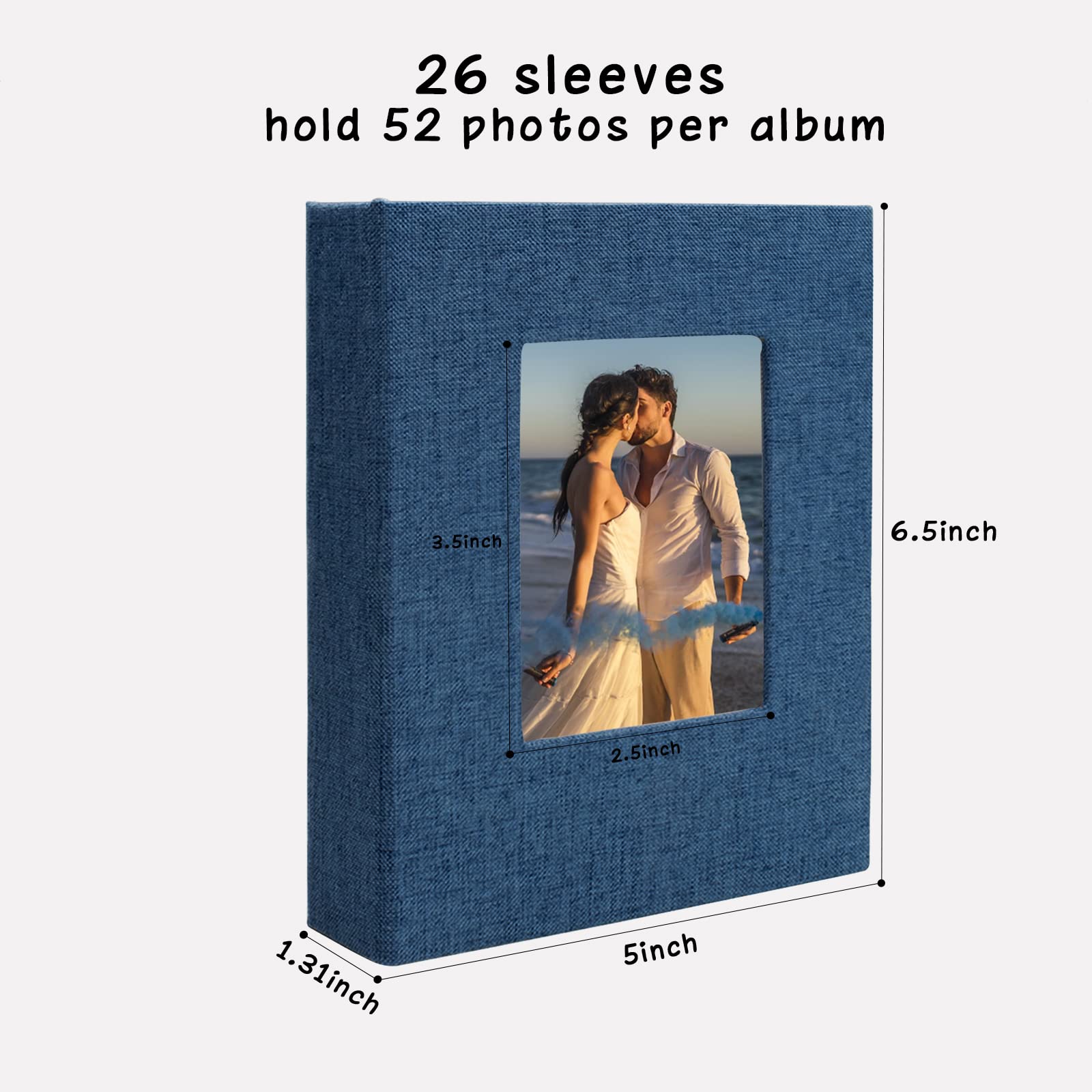 4x6 Small Photo Album Set of 2 - Linen Cover Mini Scrapbook Holds 52 Pictures (26 Pages) - Perfect for Baby Photos, Wedding Memories, Artwork Display & Postcard Collection