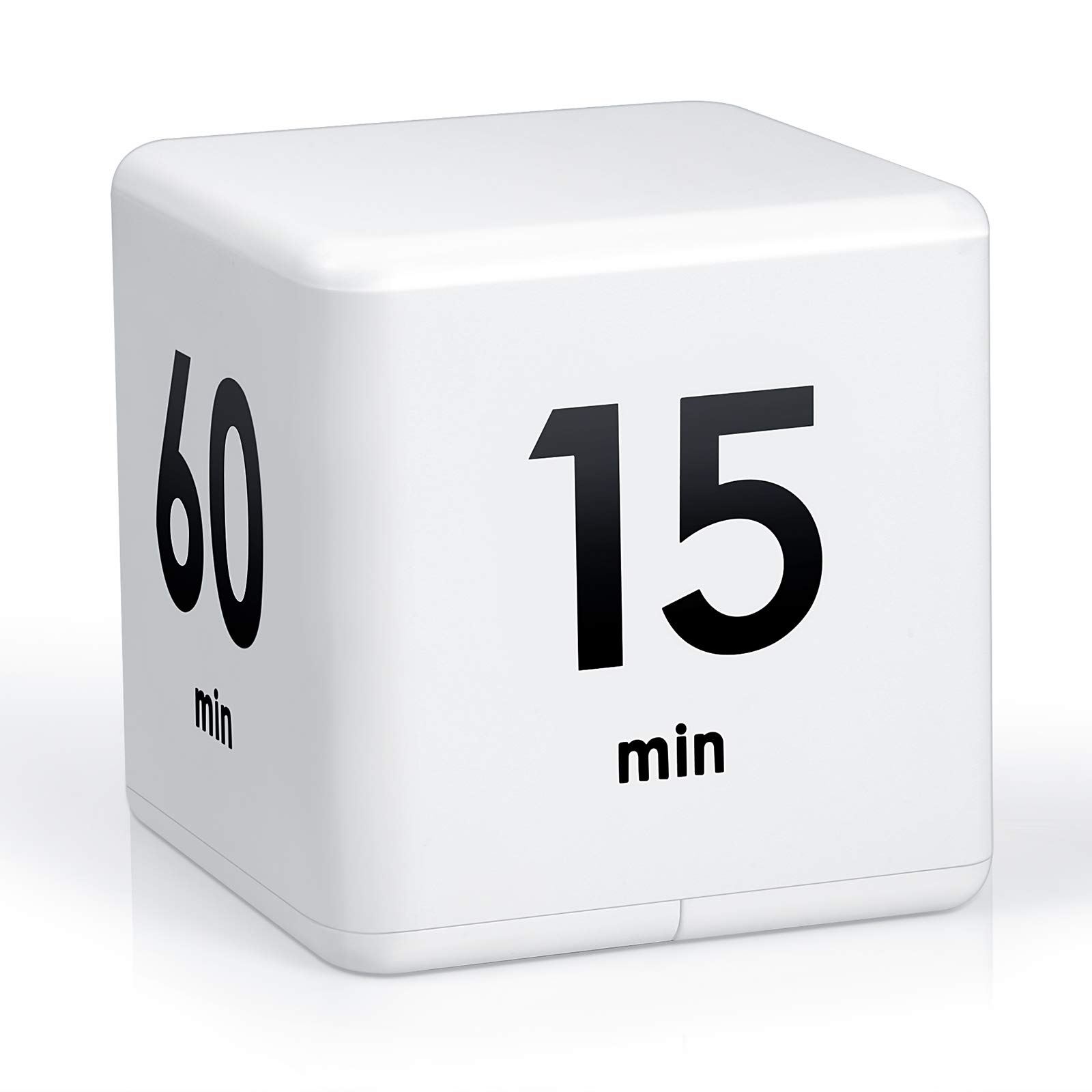 Weewooday 2.6 Inch White Cube Timer - ADHD Focus Tool with Gravity Sensor for Productivity, Workouts & Time Management (15/20/30/60 Min Settings) - Perfect for Studying, Cooking, Office & Classroom Use