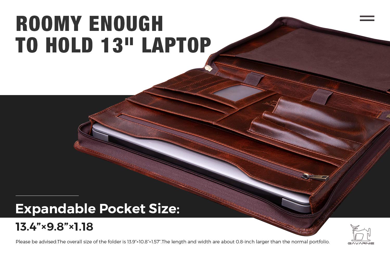 Premium Genuine Leather Professional Business Portfolio Padfolio with Zipper for Men - Executive Organizer for Meetings, Travel & Office - Includes Notepad - Perfect Graduation Gift & Corporate Present (Oil Wax Finish)