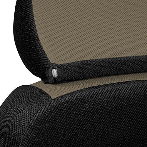 Coverking Rear Solid Bench Custom Fit Seat Cover for Jeep Wrangler (2018-2023) - Spacer Mesh Taupe & Black | Durable Protection for Off-Road & Daily Driving