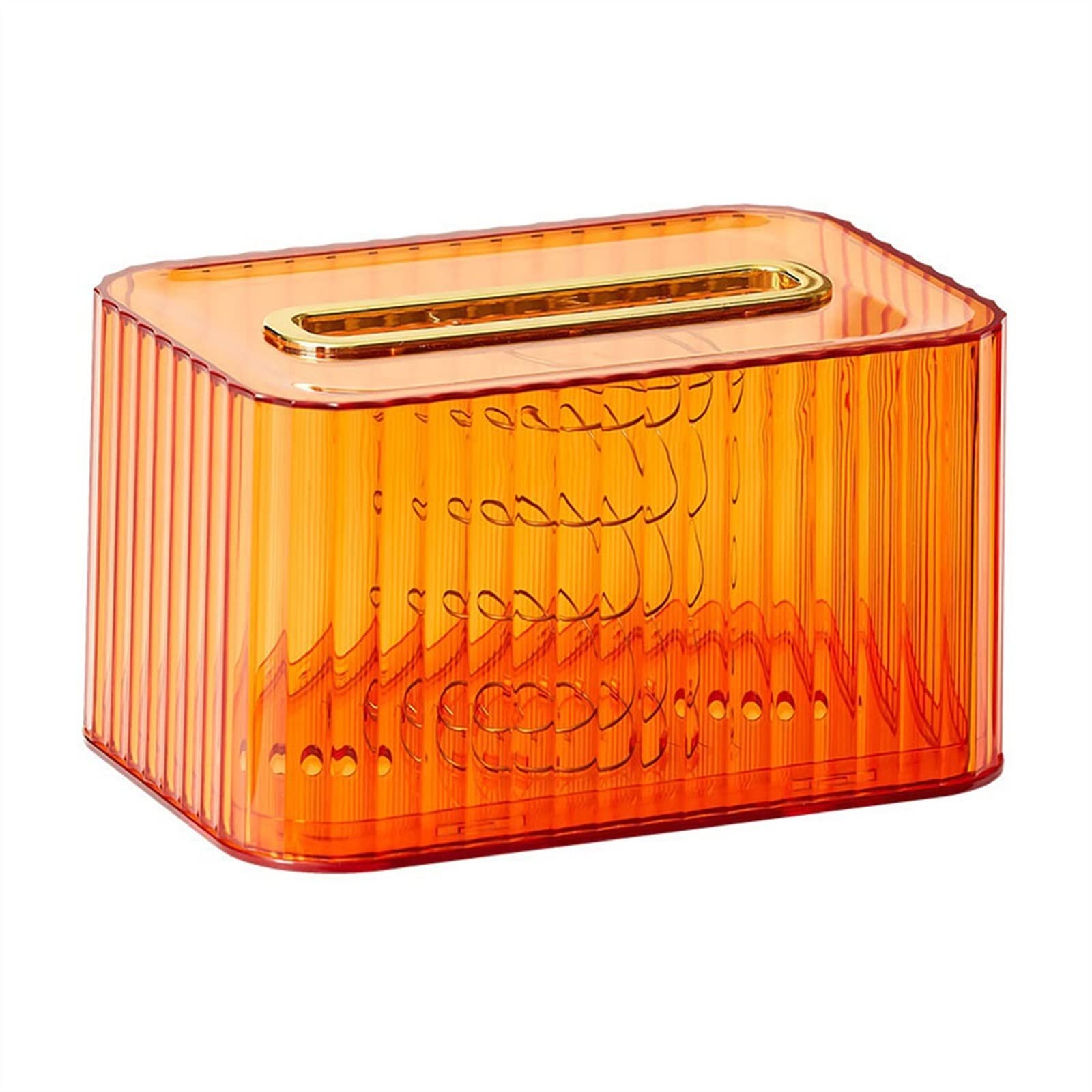 UNNS Transparent Desktop Tissue Box Holder - Stylish Pumping Paper Storage Organizer for Living Room, Dining Room, Coffee Table & Kitchen Decor (Orange) | Perfect for Home, Office & Restaurant Use