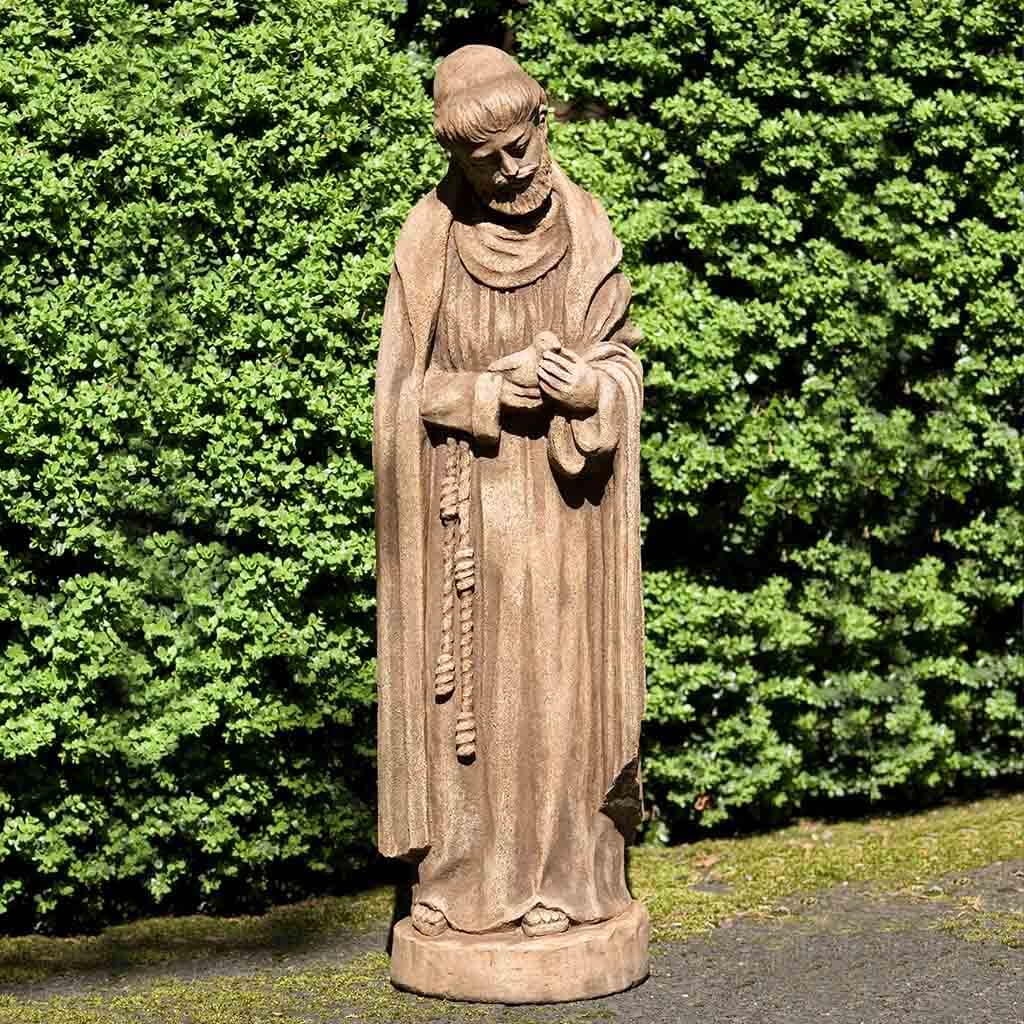 St. Francis with Baby Bird Statue - Handcrafted Garden Sculpture for Outdoor Decor, Patio, Yard & Home | Religious Statue, Catholic Gift, Bird Lover Present