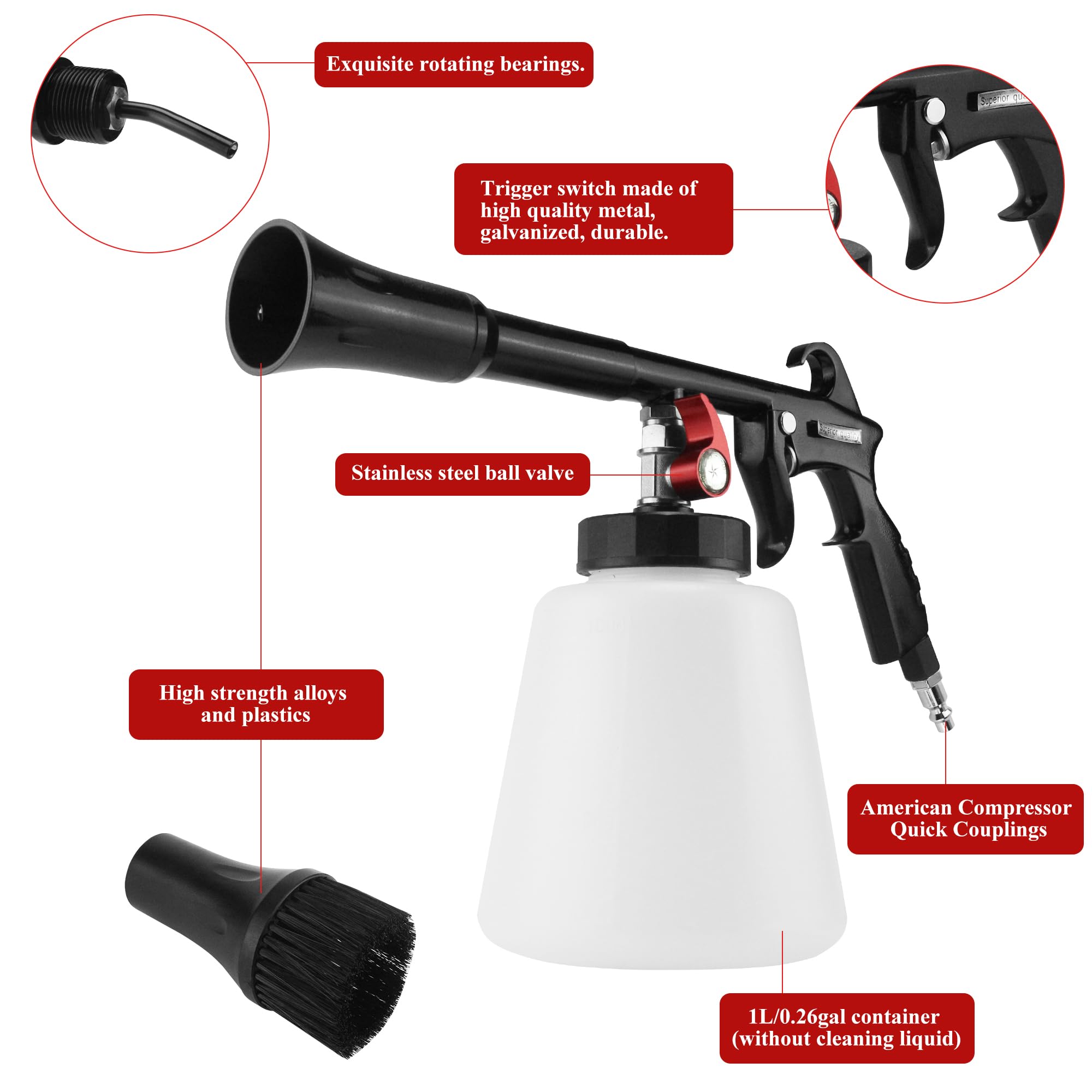 Powerful Tornado Air Cleaning Gun 80-160PSI - High Pressure Car Blow Gun with 2 Nozzles - Efficient Dust & Dirt Removal Tool - Ideal for Auto Detailing, Workshop Cleaning & Surface Maintenance