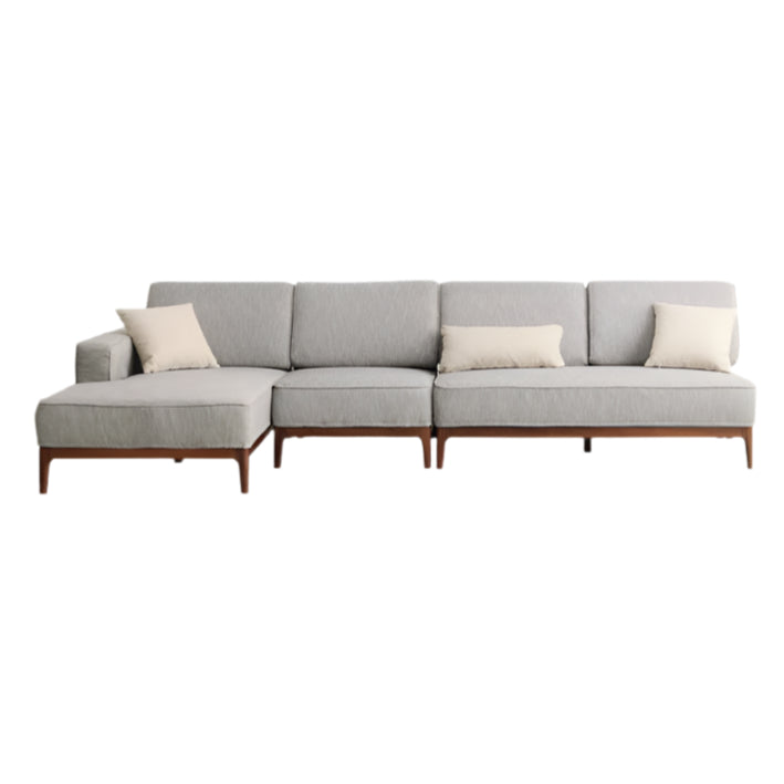 Premium Black Walnut & Ash Solid Wood Fabric Chaise Lounge Sofa - Modern Living Room Furniture for Relaxation & Home Decor