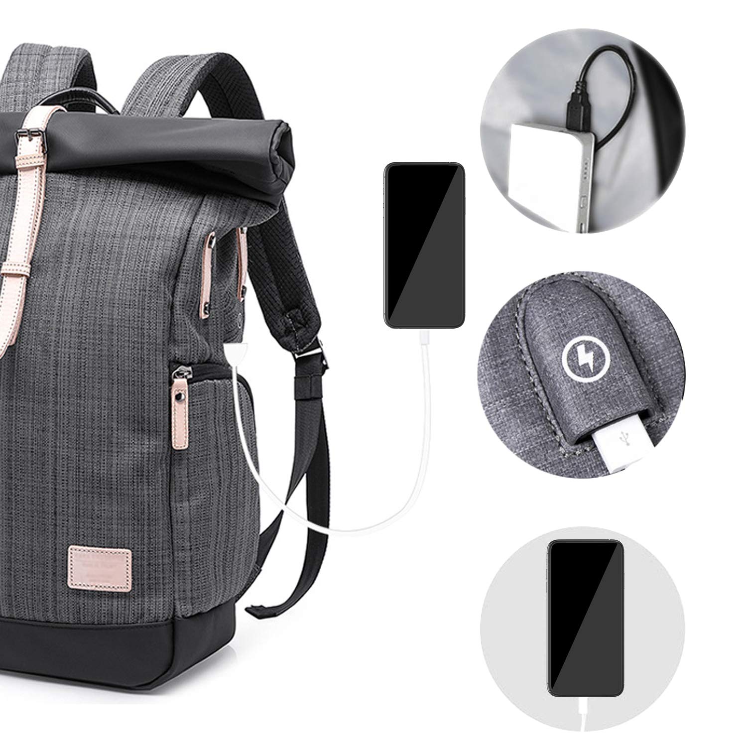 FANDARE Anti-Theft Backpack for School, Travel & Work - 15.6 Inch Laptop USB Charging Backpack for Men & Women, Durable Business Casual Daypack - Perfect for Commuting, College & Outdoor Adventures