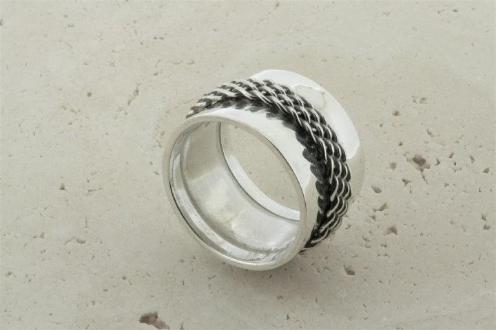Concave Band Woven Spinner Ring for Men & Women - Unique Handmade Jewelry for Everyday Wear, Gifts & Special Occasions