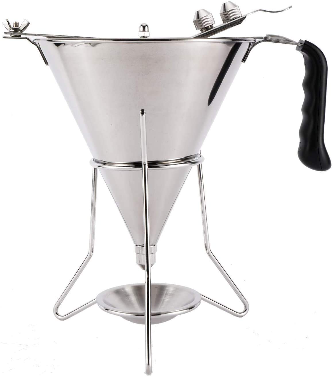 Premium Stainless Steel Cake Decorating Funnel with Stand & 3 Nozzles - 7.68