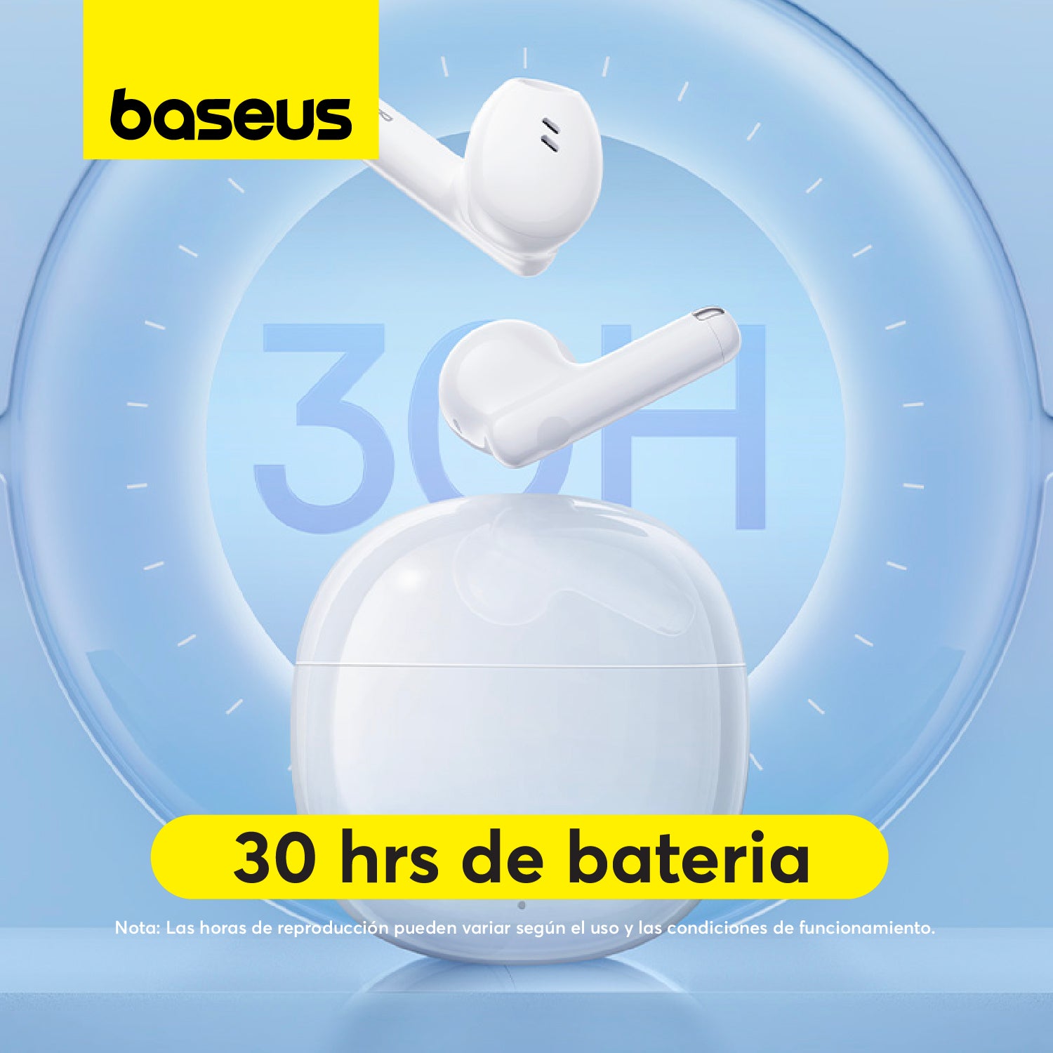 Baseus Bowie E13 Wireless Earbuds - Bluetooth 5.3, Hi-Fi Stereo Sound, 30H Playtime, IPX5 Waterproof - Perfect for Gym, Running & Travel (White)