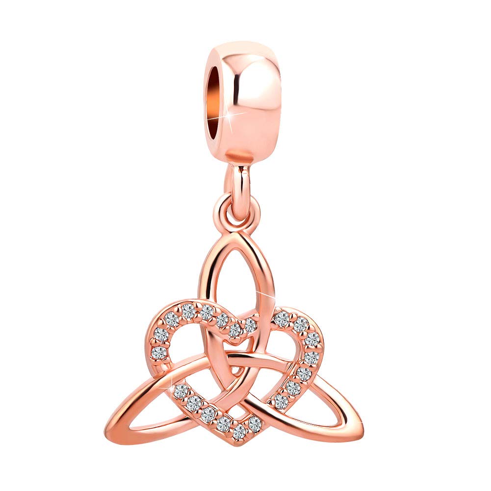 Rose Gold Irish Trinity Celtic Knot Charm Bracelet for Women - Elegant Jewelry Gift for Her, Friendship, Anniversary & Special Occasions
