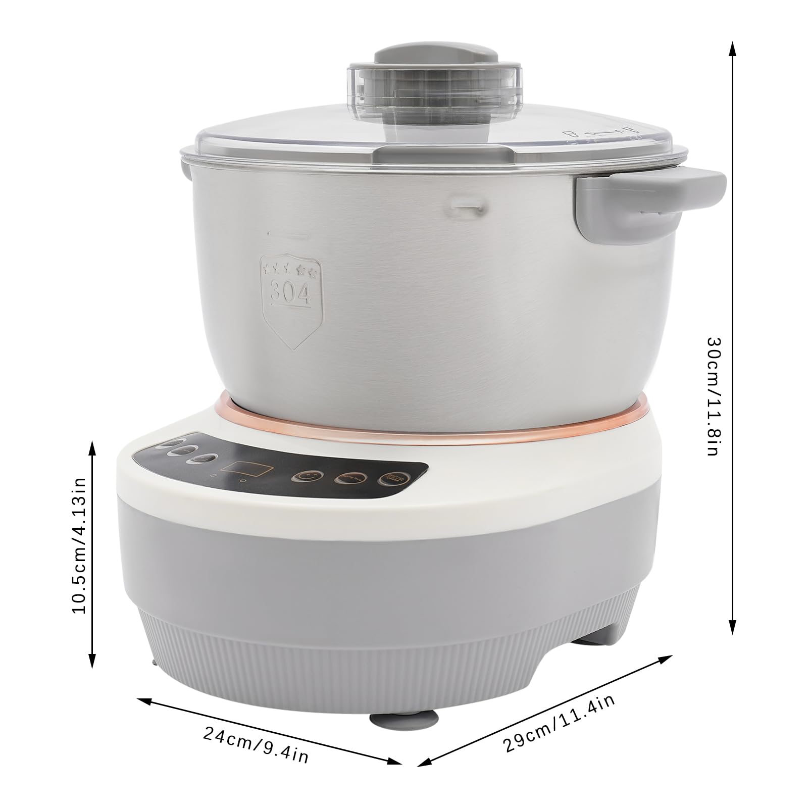 Electric Dough Maker 4.5Qt - Automatic Dough Mixer with Fermentation Function & Digital Timer - Stainless Steel Dough Kneading Machine for Home, Bakery & Restaurant Use - Perfect for Bread, Pizza & Pastry Making