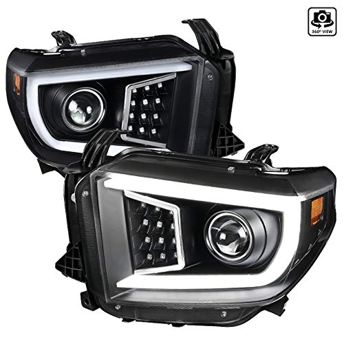 2014-2018 Toyota Tundra Clear Lens Black Bezel LED Light Bar with DRL & Sequential Turn Signal - Projector Headlights for Off-Road, Night Driving & Custom Upgrades