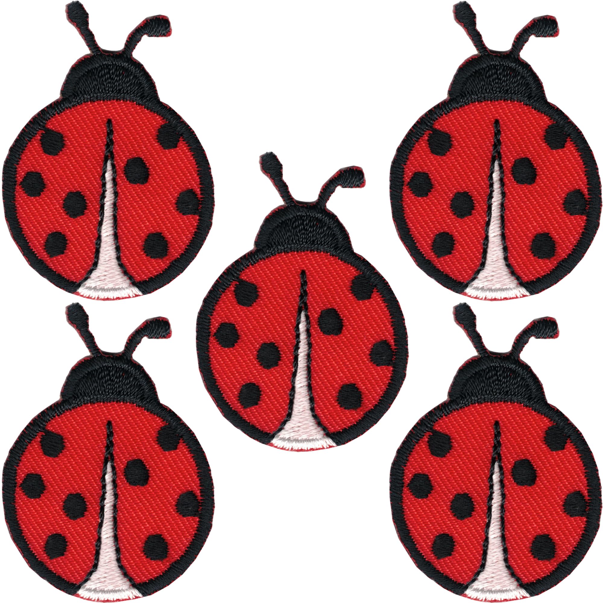Ladybug Iron On Patches (5-Pack) - Cute Lady Bug Appliques for DIY Clothes, Backpacks & Denim Jackets - Perfect for Kids Crafts & Fashion Upcycling