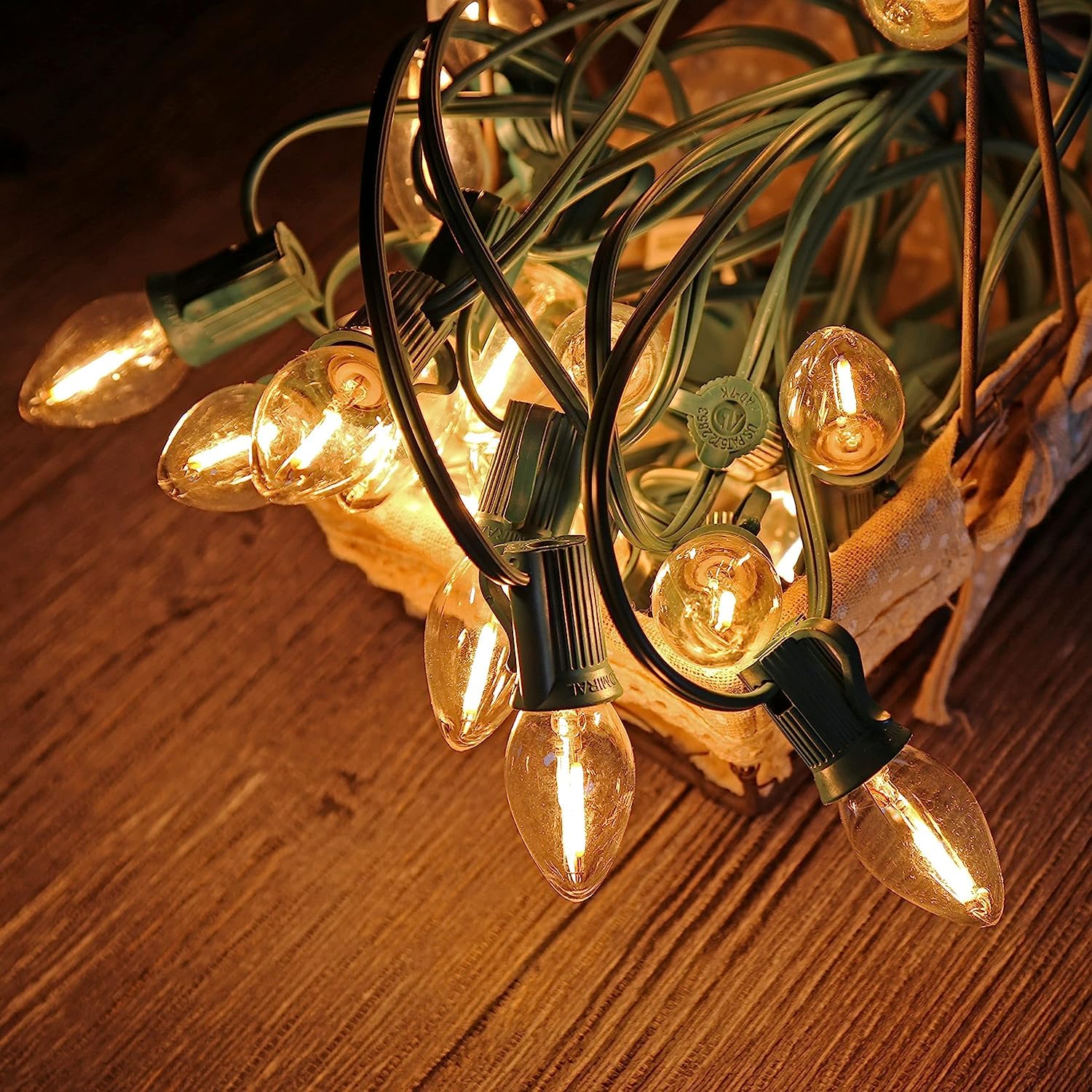 25-Pack LED Night Light Bulbs - Shatterproof C7 E12 Base Replacement Bulbs for String Lights & Salt Lamps - 0.6W (7W Equivalent) Warm White 2200K 50LM - Perfect for Bedrooms, Christmas Decor & Cozy Ambiance