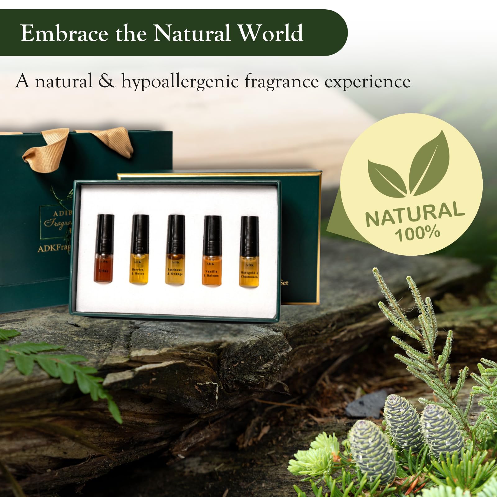 ADK Botanical Perfume Discovery Set - Natural Hypoallergenic Fragrance Spray for Women & Men | Lilac, Patchouli & Orange, Marigold & Chamomile, Berries & Roses, Vanilla & Balsam | Perfect for Gifts, Travel & Daily Wear