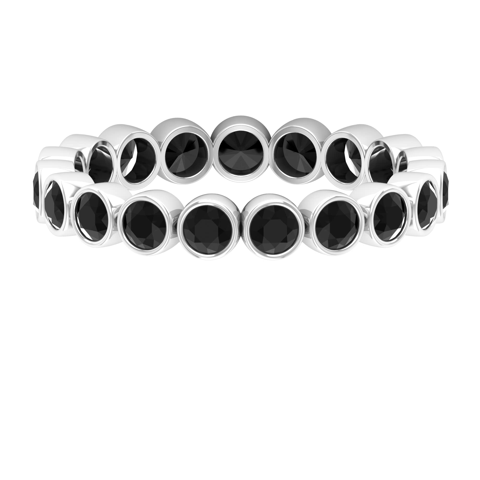 1 CT Black Spinel Full Eternity Ring - 14K Solid Gold Bezel Set Wedding Band for Women, Anniversary Gift, Stackable Ring for Everyday Elegance