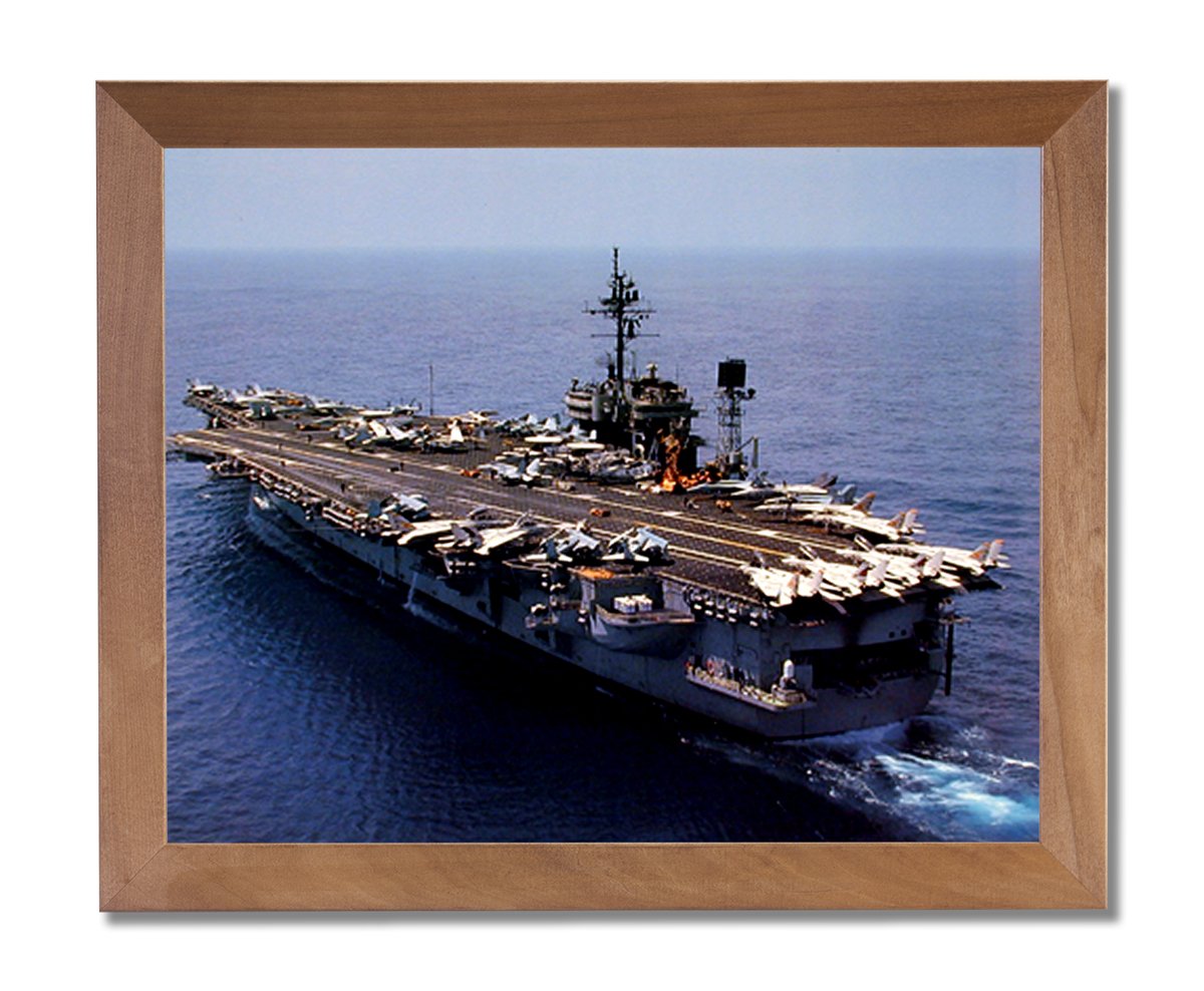 USS Constellation Aircraft Carrier Framed Wall Art Print - Vintage Navy Ship Decor for Home, Office & Man Cave | Military & Nautical Themed Gift