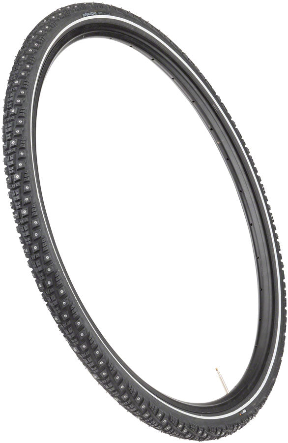 45NRTH Gravdal 700x38 Tubeless Folding Bike Tire - Black, 60 TPI with 252 Concave Carbide Studs | Winter Cycling, Snow Traction, Mountain Biking | Perfect for Ice Roads and Off-Road Adventures