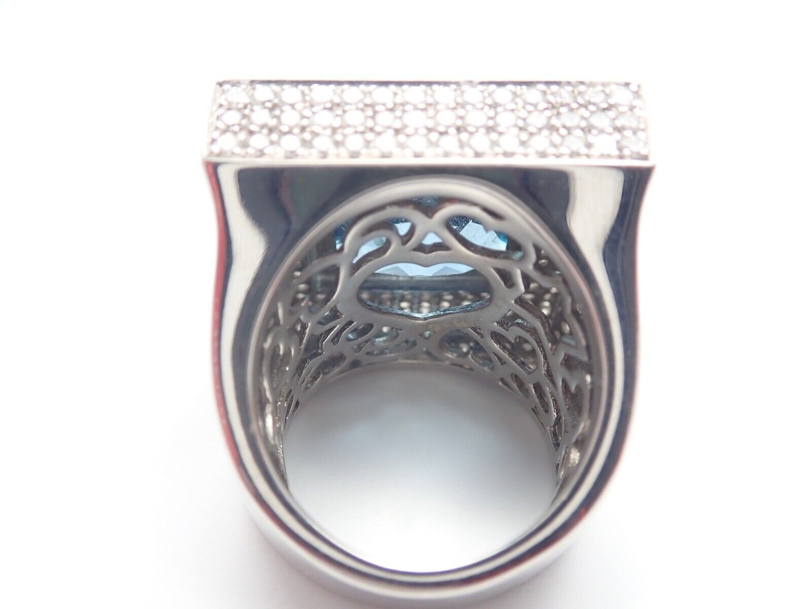 Authentic Pasquale Bruni 18K White Gold Diamond & London Blue Topaz Statement Ring for Women | Luxury Bridal Jewelry & Anniversary Gift | Perfect for Weddings, Engagements & Special Occasions