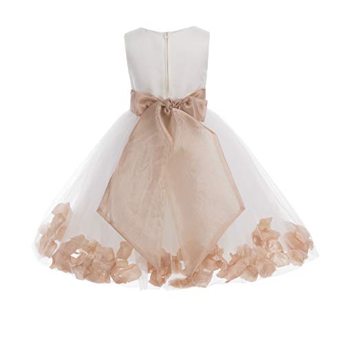 Elegant White Floral Rose Petals Flower Girl Dress for Weddings & Pageants | Junior Girls' Birthday Party Dress | Perfect for Flower Girls, Pageant Dresses & Special Occasions