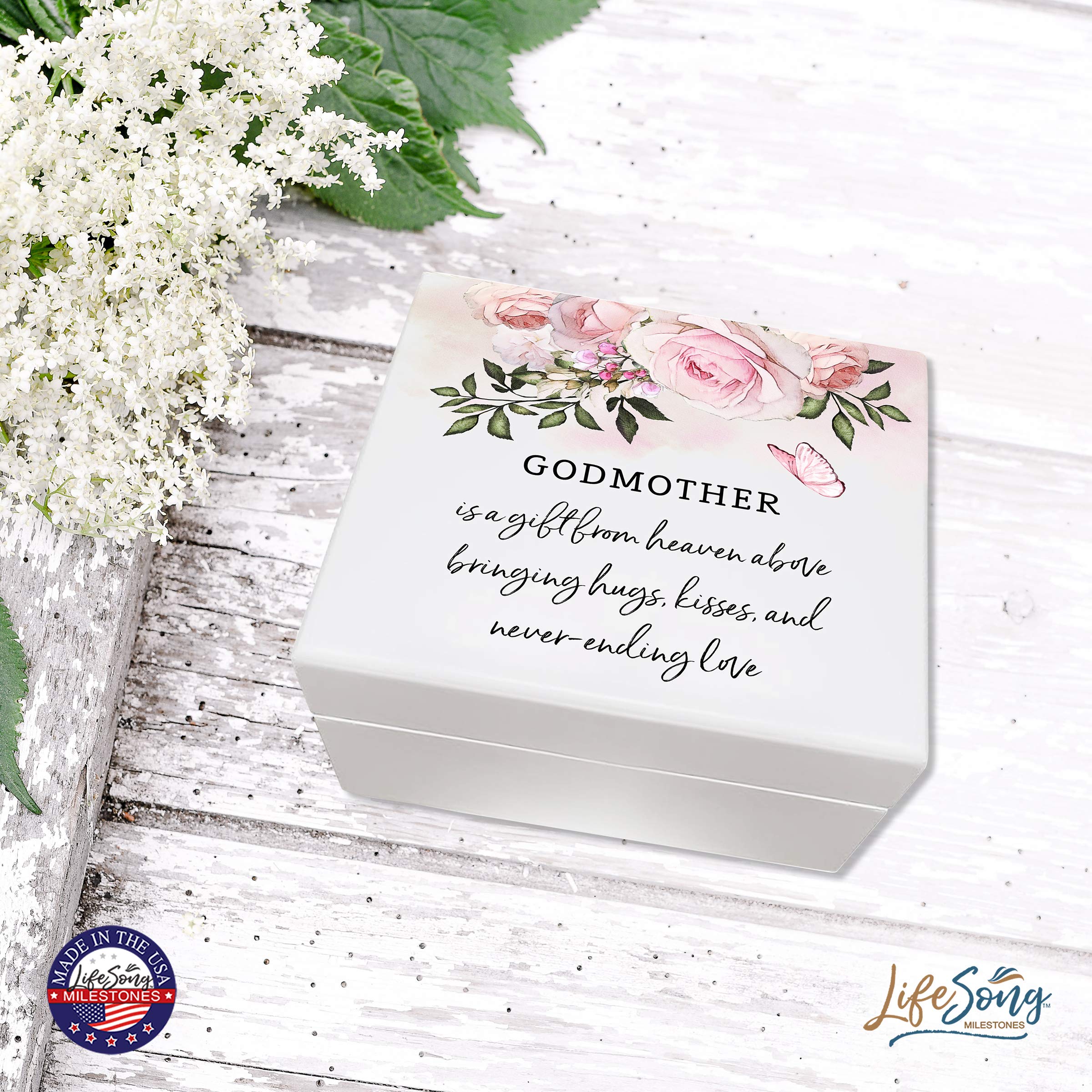Personalized Baptism & First Holy Communion Jewelry Box - Engraved Keepsake Gift for Godparents, Godson, Goddaughter - Elegant Jewelry Storage Box for Religious Milestones - Perfect Baptism Gift, Christening Present & Communion Keepsake (A Gift From Heaven)