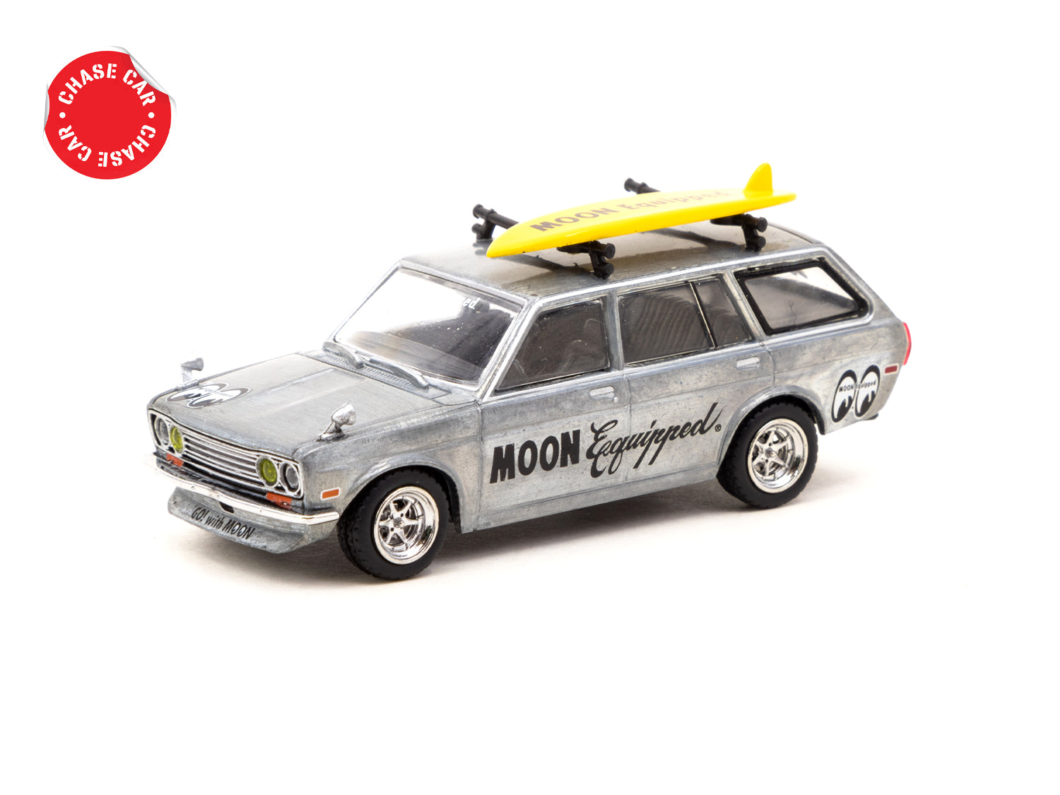 Tarmac Works 1/64 Scale Datsun Bluebird 510 Wagon with MOON Wheels - Diecast Model Car for Collectors & Display - Perfect for Car Enthusiasts & Diorama Scenes