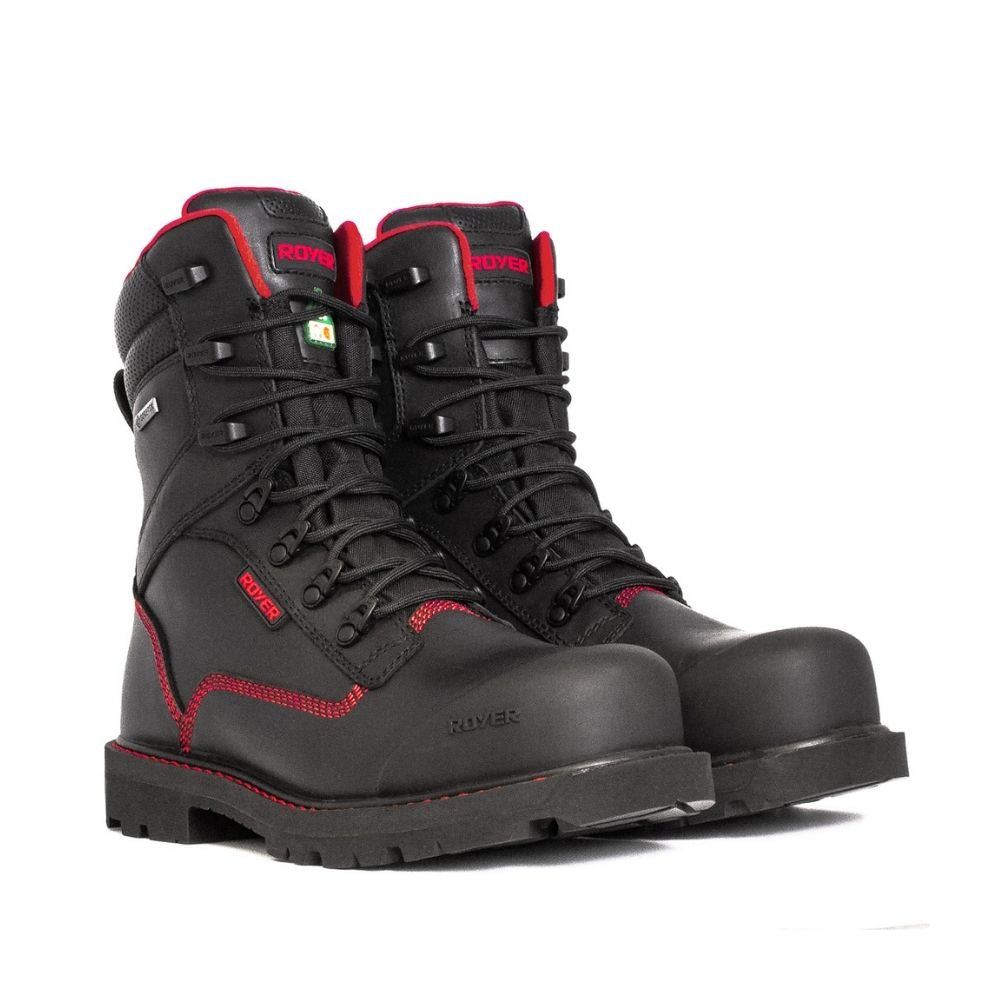 Royer Revolt Men's 8 Waterproof Composite Toe Safety Work Boots with Vibram Outsole - Black 8900RT | Ideal for Construction, Oil Rig & Industrial Work