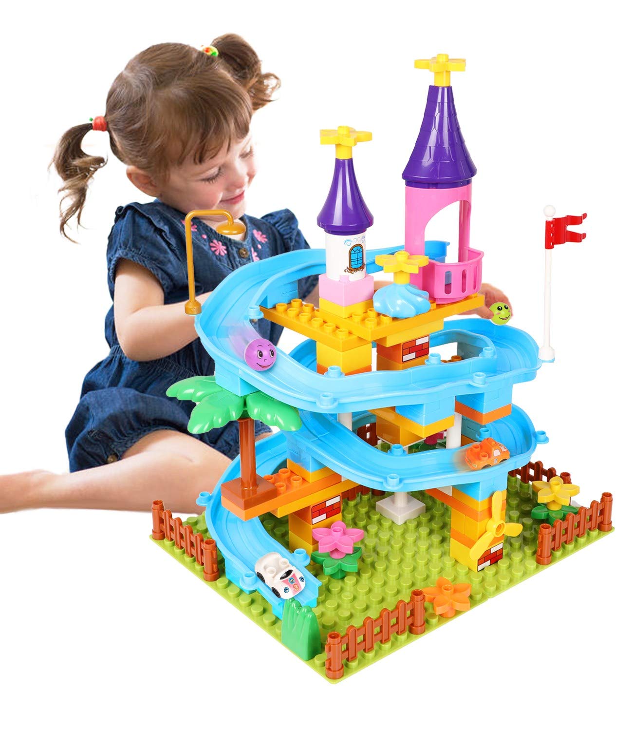 86Pcs Marble Run Castle Building Blocks - STEM Educational Toys for Kids Age 3+, Marble Track Race Set with Large Bricks | Perfect Birthday Gift for Toddler Boys & Girls | Fun Indoor Play & Early Learning Activity
