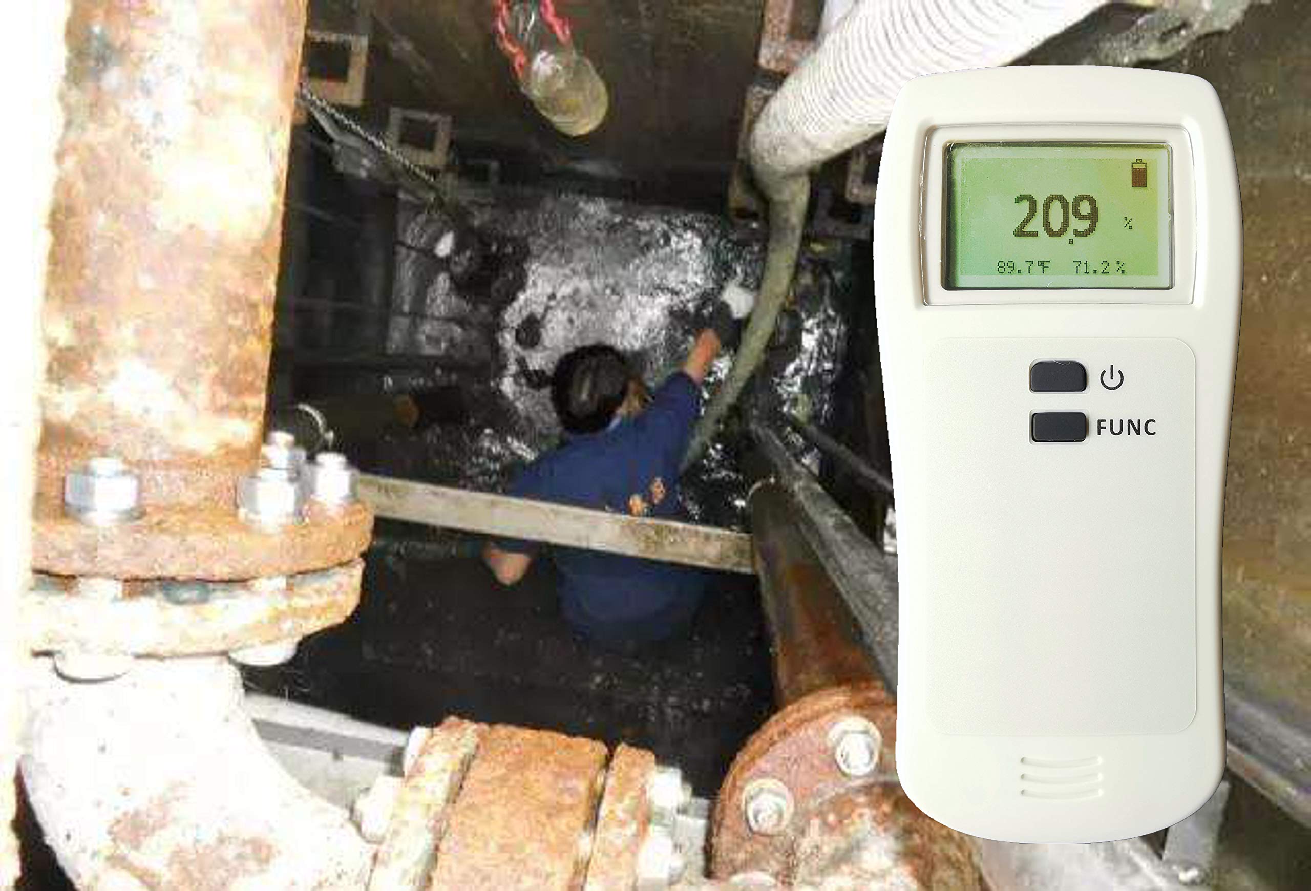 O2 Gas Detector - Portable Oxygen Gas Meter Tester with Alarm (0-30% Range) for Industrial Safety & Confined Space Monitoring