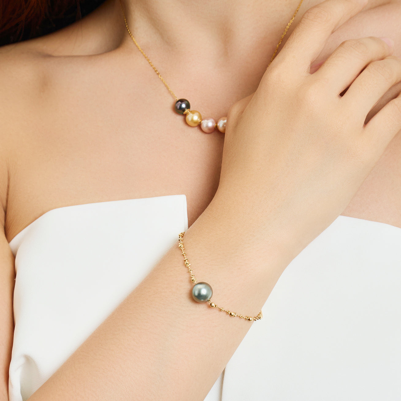 18K Solid Gold Tahitian Pearl Bracelet for Women - Elegant Handmade Jewelry Gift for Birthday, Anniversary & Special Occasions (KB00052)