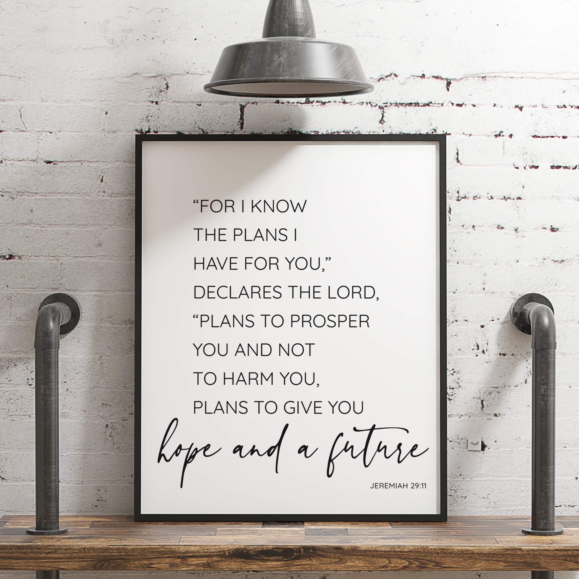 Jeremiah 29:11 Wall Art - 'For I Know the Plans I Have For You' Bible Verse Print | 11x14 UNFRAMED Black and White Scripture Art | Christian Home Decor for Living Room, Bedroom & Office