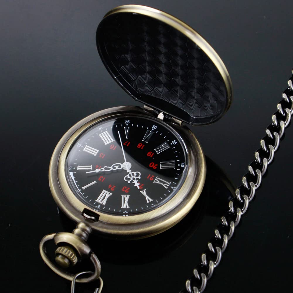 Customizable Smooth Pocket Watch for Men - Personalized Engraved Pocket Watch with Chain - Unique Father's Day Gift Idea - Perfect for Weddings, Anniversaries & Special Occasions