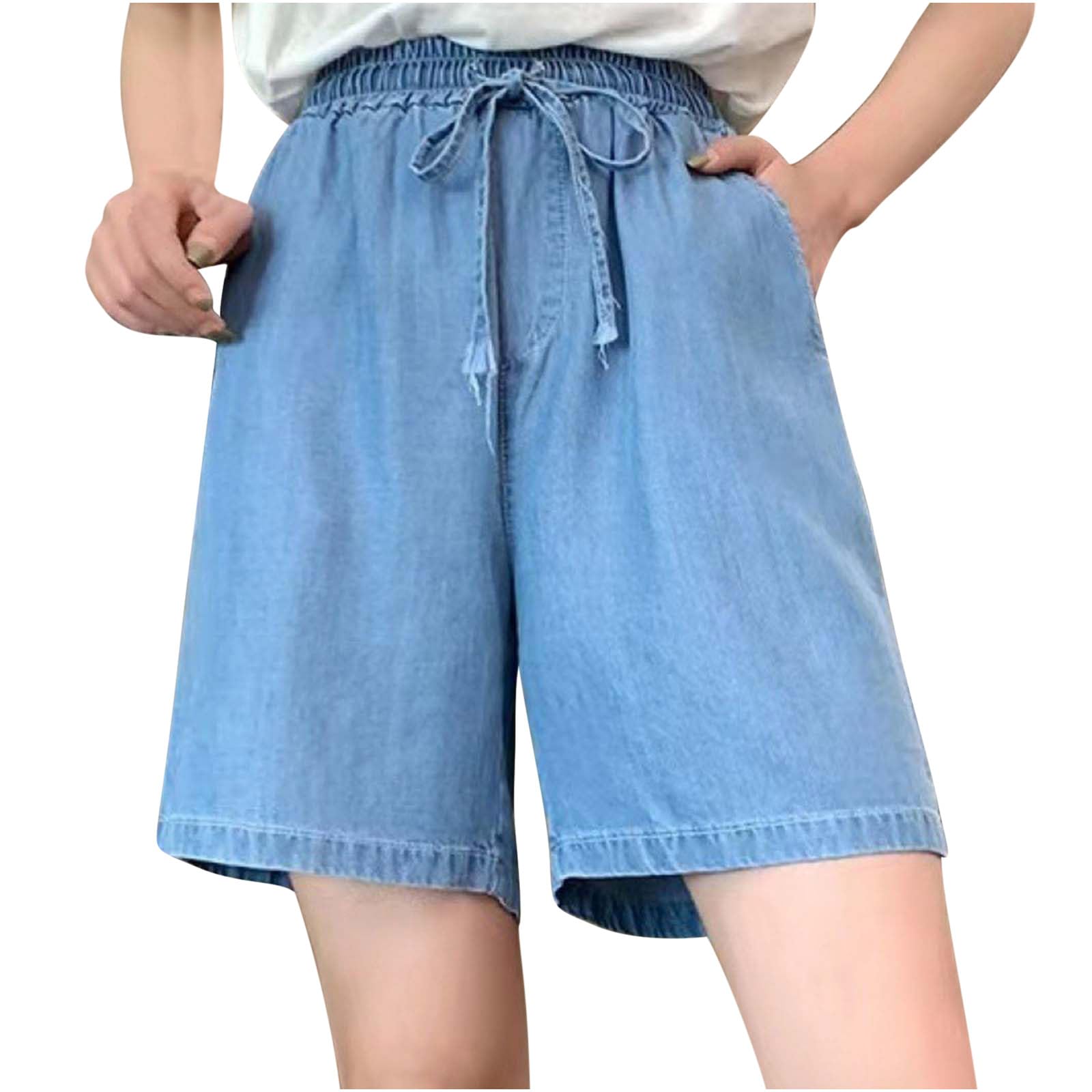 Women's High Waisted Bermuda Jean Shorts - Lightweight & Comfy for Casual Wear