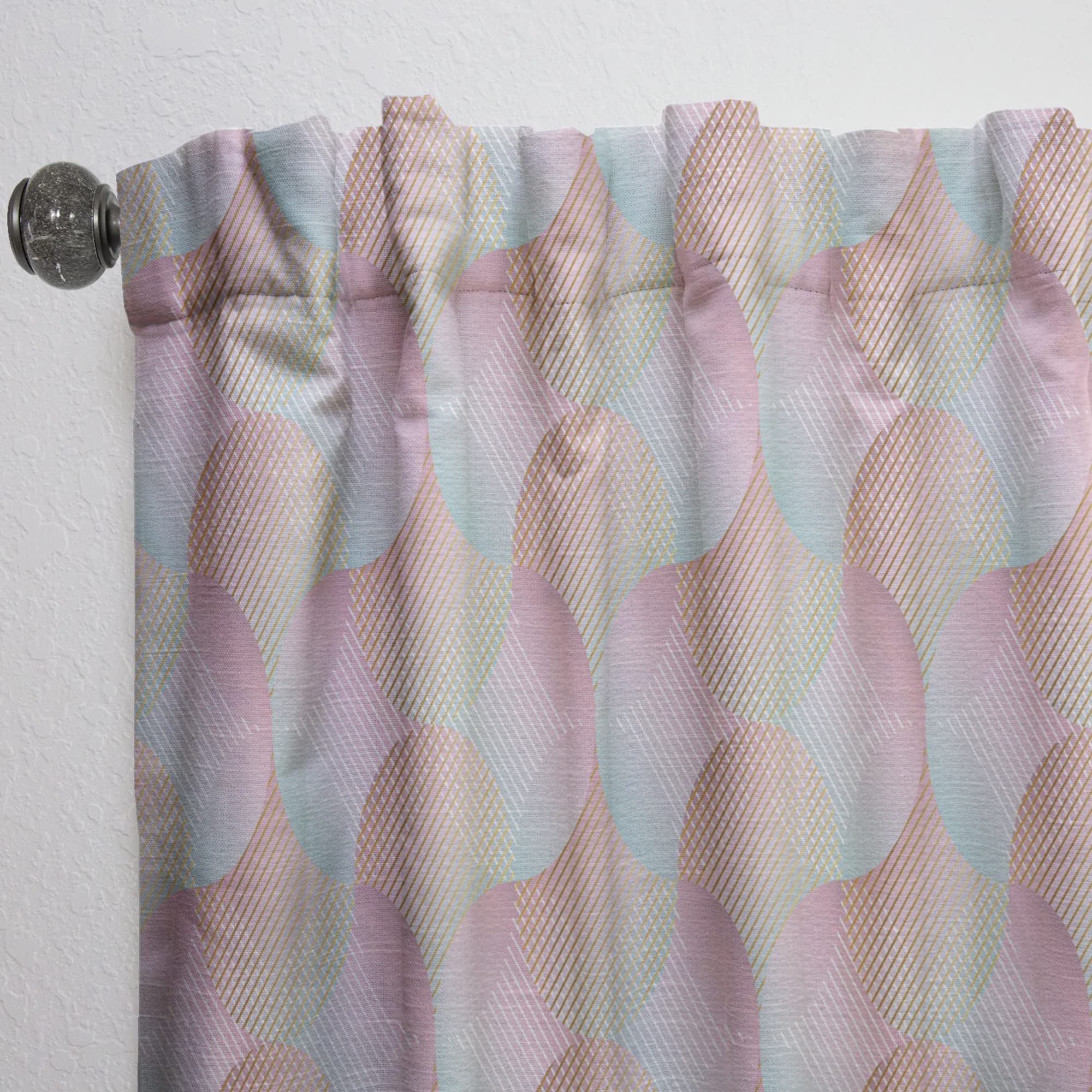 DesignQ Abstract Retro Pattern VII Thermal Insulated Curtains - Single Panel 52x120 - Perfect for Bedroom & Living Room Blackout Drapes