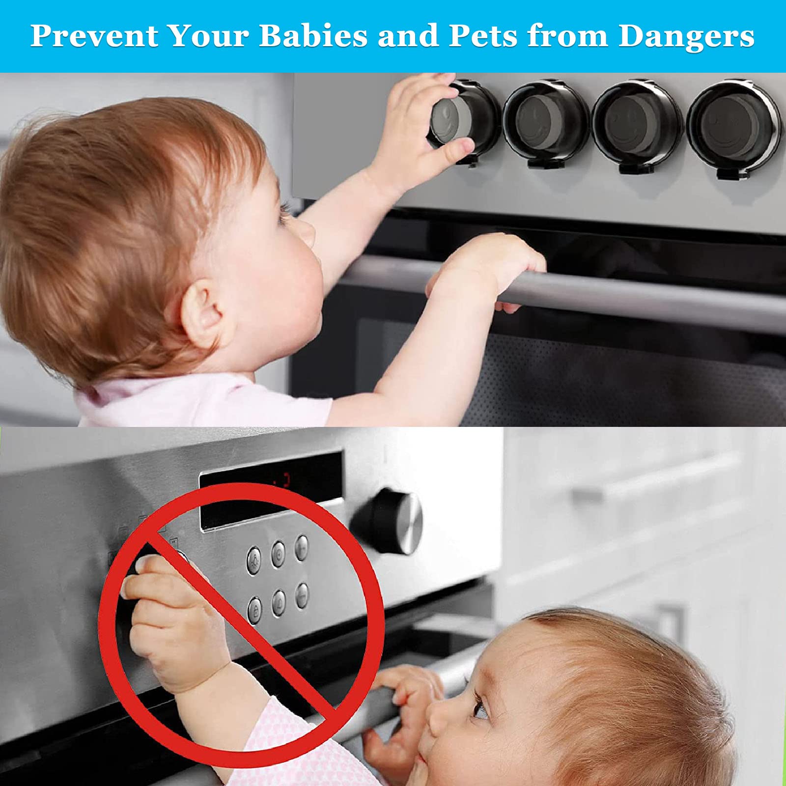 2-Pack Universal Stove Knob Covers - Child Safety Locks for Gas & Electric Ovens - Heat-Resistant Kitchen Protection (Perfect for Baby Proofing & Pet Safety in Homes)