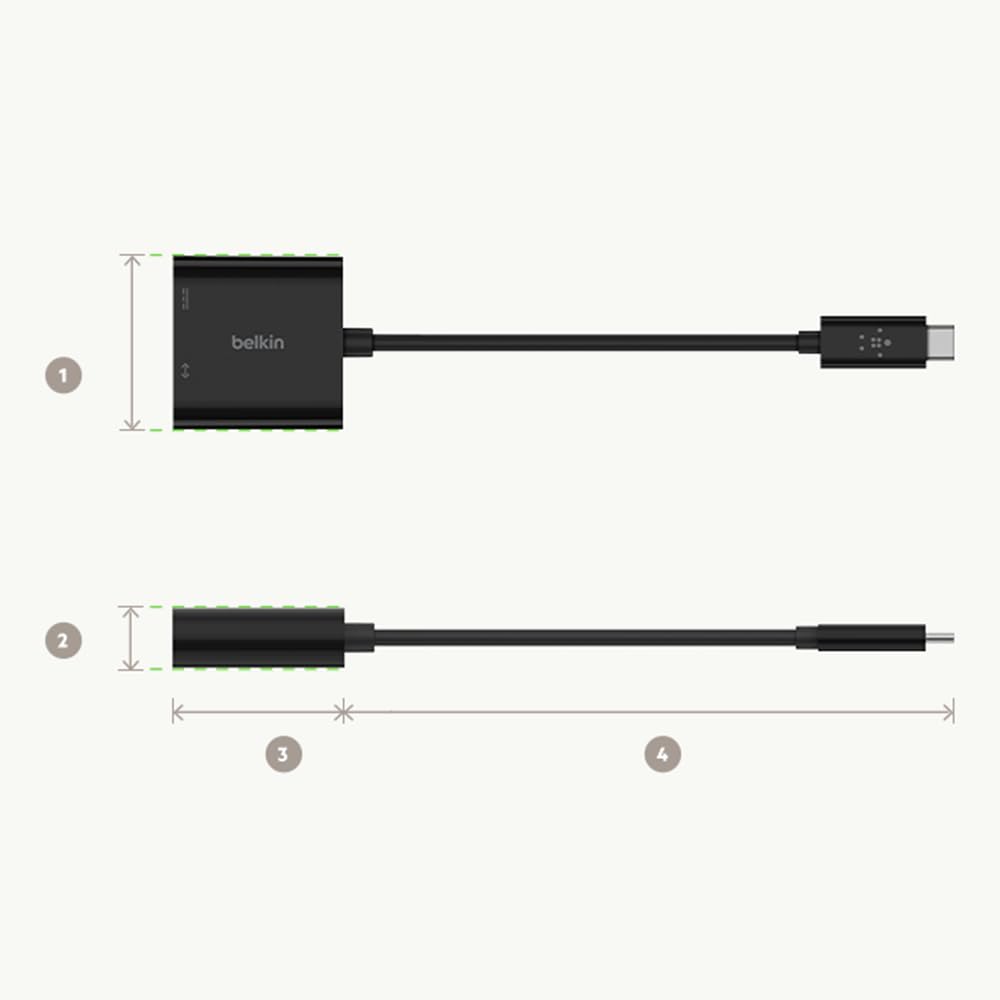 Belkin 60W USB-C to Ethernet & Charge Adapter with Gigabit Port - High-Speed Internet for MacBook Pro/Air, Windows Laptops - Fast Charging & Stable Connection for Home Office, Gaming & Video Conferencing - Black