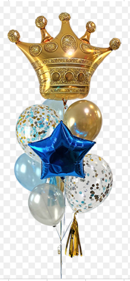 King Prince Balloon Bouquet with Crown - Premium Birthday Party Decorations for Boys, Baby Showers & Royal Themed Events